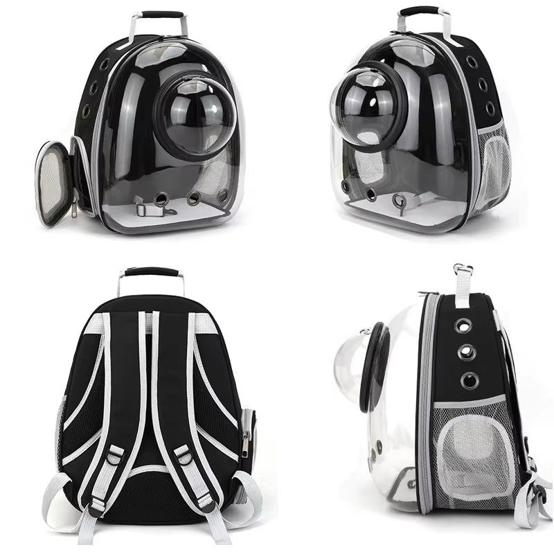 Transparent Capsule Pet Backpack - Portable Carrier for Cats, Puppies, and Small Animals - Breathable Design for Travel