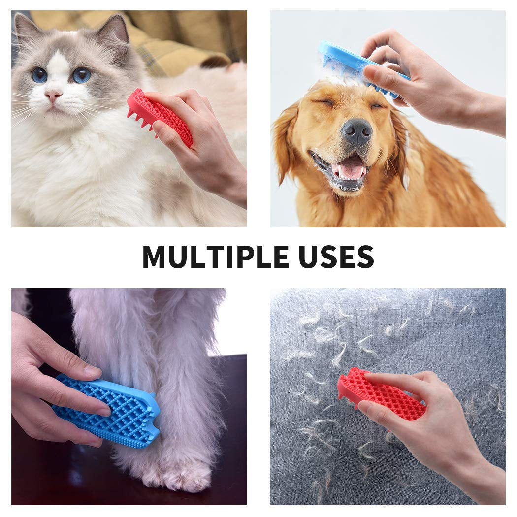 Silicone Dual-Sided Dog Grooming Brush for Deshedding and Massaging - Pet Hair Comb for Dogs, Puppies, and Cats (Blue)