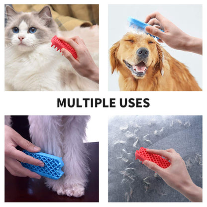 Silicone Dual-Sided Dog Grooming Brush for Deshedding and Massaging - Pet Hair Comb for Dogs, Puppies, and Cats (Blue)