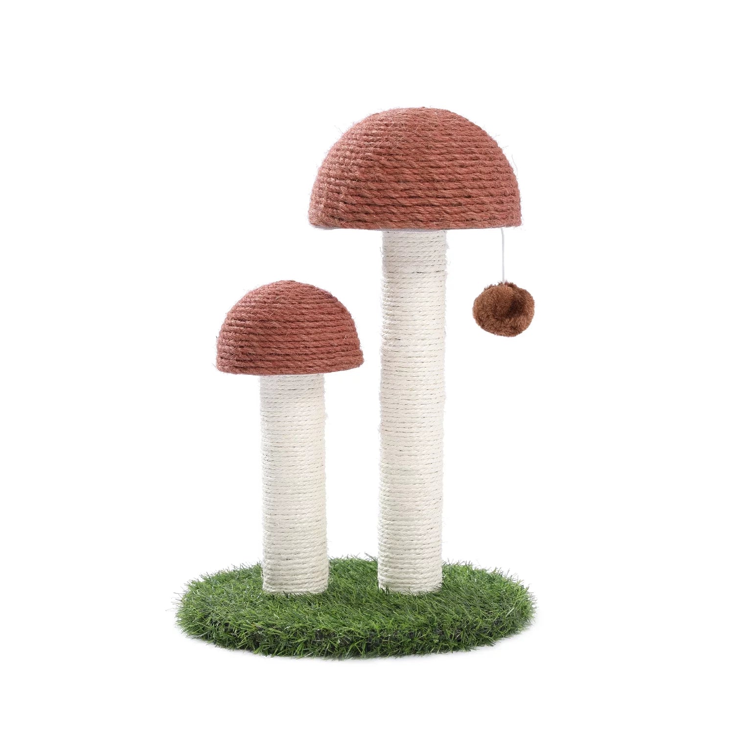 Mushroom-Shaped 19" Cat Scratching Post with Sisal for Kittens and Small Cats - Brown