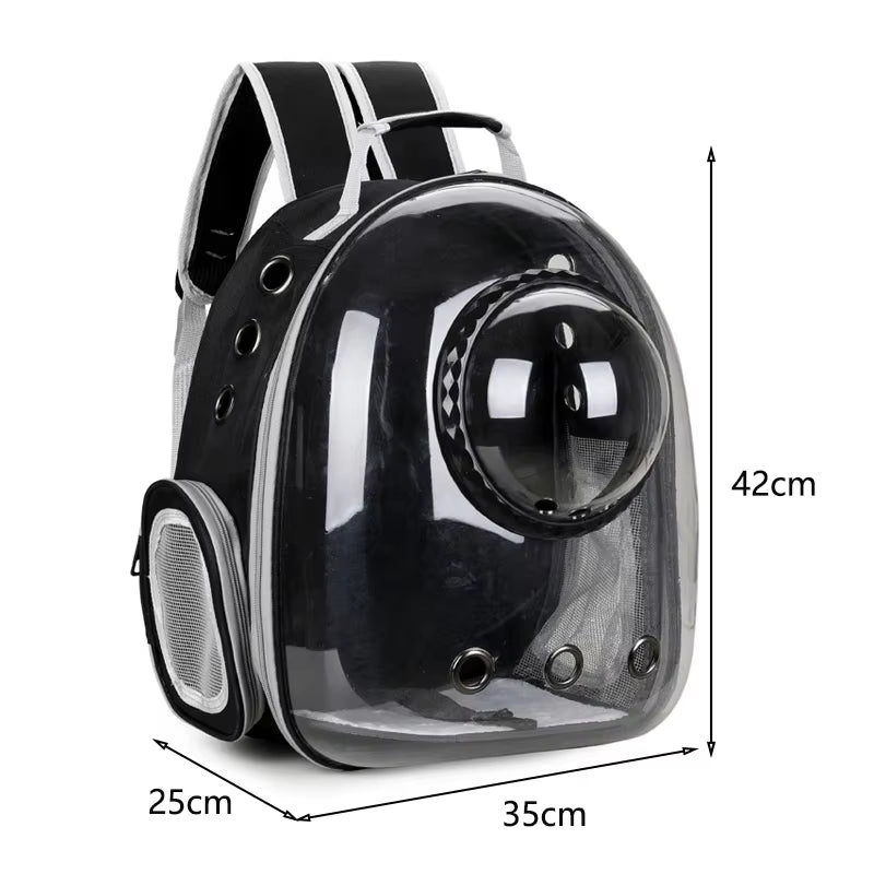 Transparent Capsule Pet Backpack - Portable Carrier for Cats, Puppies, and Small Animals - Breathable Design for Travel