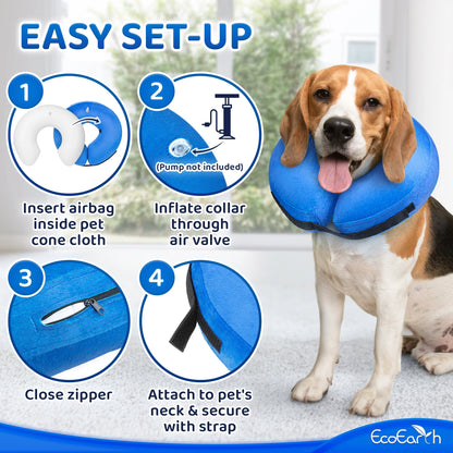 Medium Inflatable Dog Cone - Soft and Comfortable Protective Collar for Post-Surgery Wound Care in Cats and Dogs