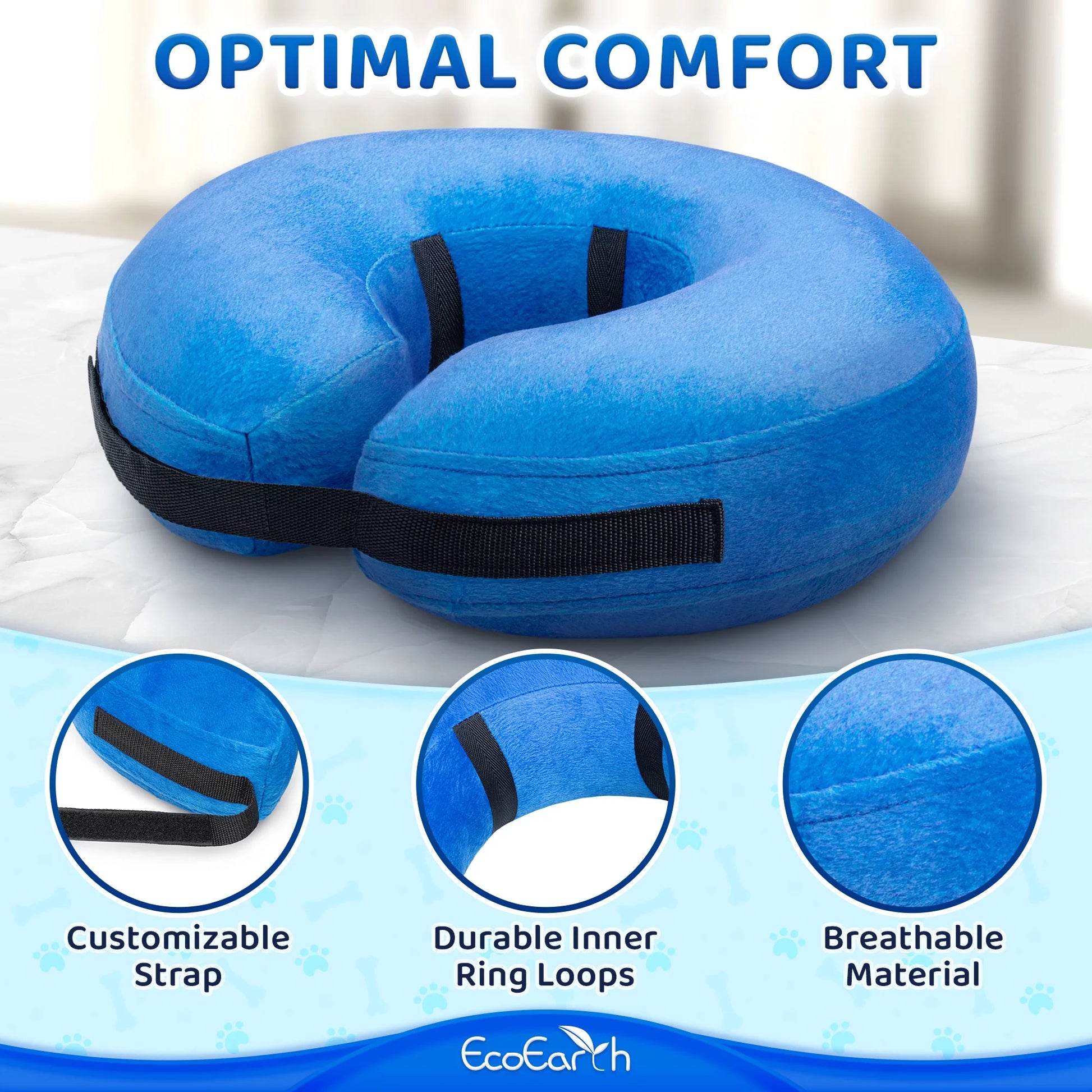 Medium Inflatable Dog Cone - Soft and Comfortable Protective Collar for Post-Surgery Wound Care in Cats and Dogs