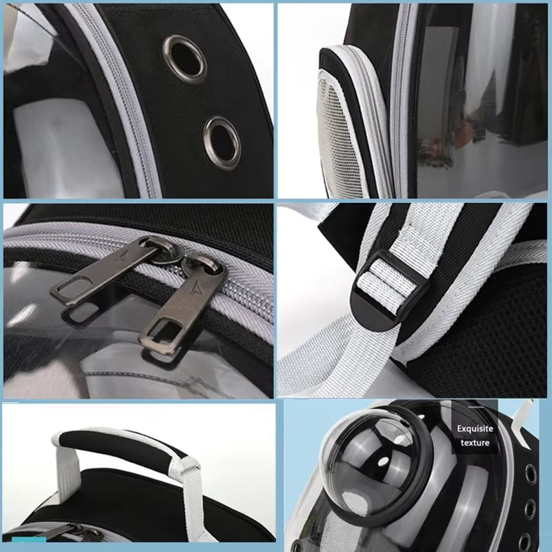 Transparent Capsule Pet Backpack - Portable Carrier for Cats, Puppies, and Small Animals - Breathable Design for Travel