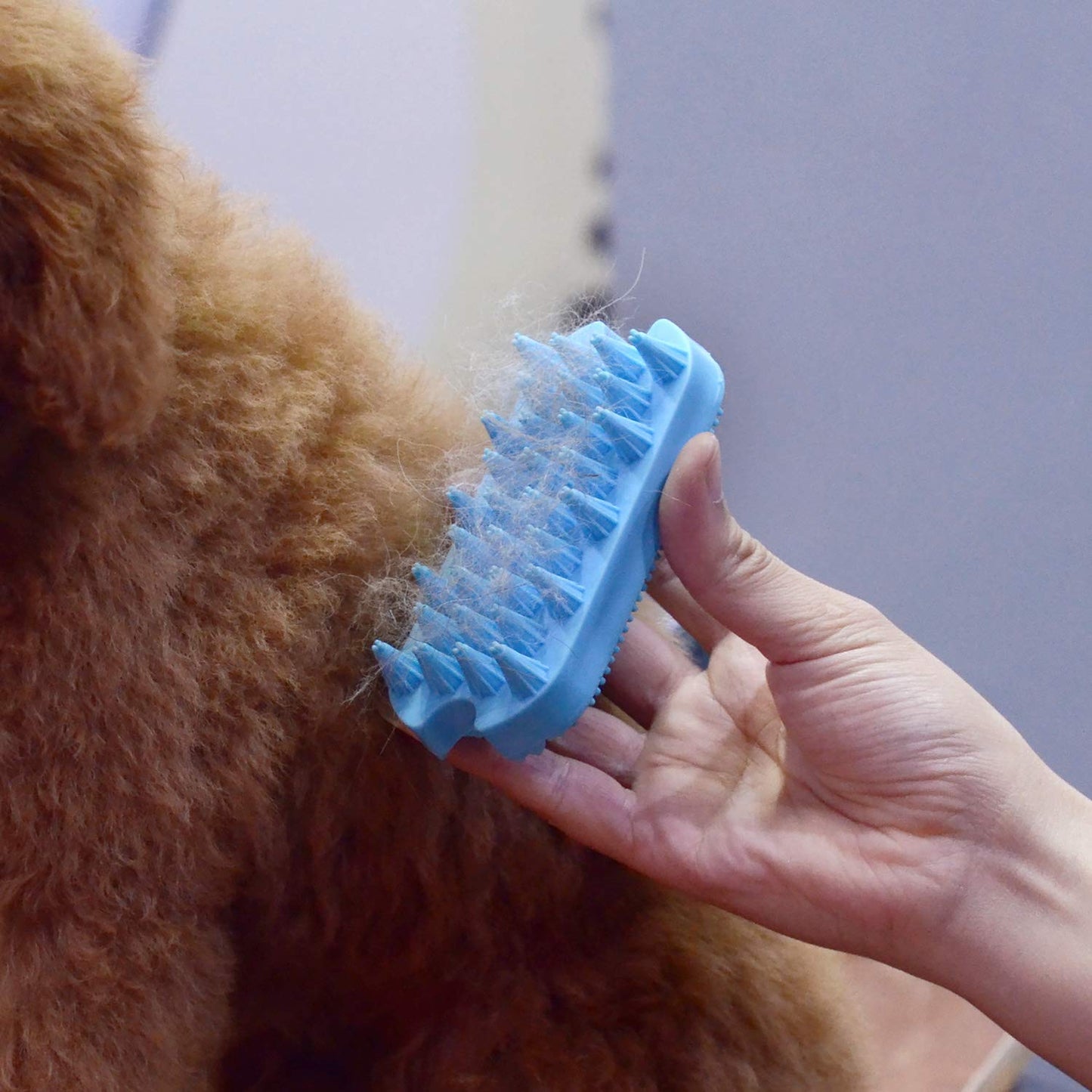 Silicone Dual-Sided Dog Grooming Brush for Deshedding and Massaging - Pet Hair Comb for Dogs, Puppies, and Cats (Blue)