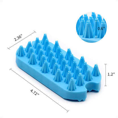 Silicone Dual-Sided Dog Grooming Brush for Deshedding and Massaging - Pet Hair Comb for Dogs, Puppies, and Cats (Blue)