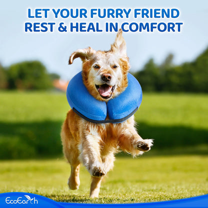 Medium Inflatable Dog Cone - Soft and Comfortable Protective Collar for Post-Surgery Wound Care in Cats and Dogs