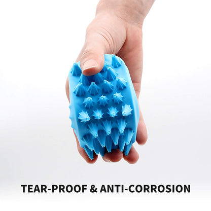 Silicone Dual-Sided Dog Grooming Brush for Deshedding and Massaging - Pet Hair Comb for Dogs, Puppies, and Cats (Blue)