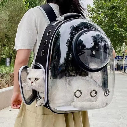 Transparent Capsule Pet Backpack - Portable Carrier for Cats, Puppies, and Small Animals - Breathable Design for Travel
