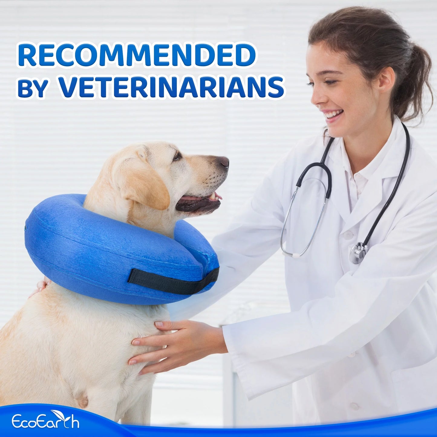 Medium Inflatable Dog Cone - Soft and Comfortable Protective Collar for Post-Surgery Wound Care in Cats and Dogs